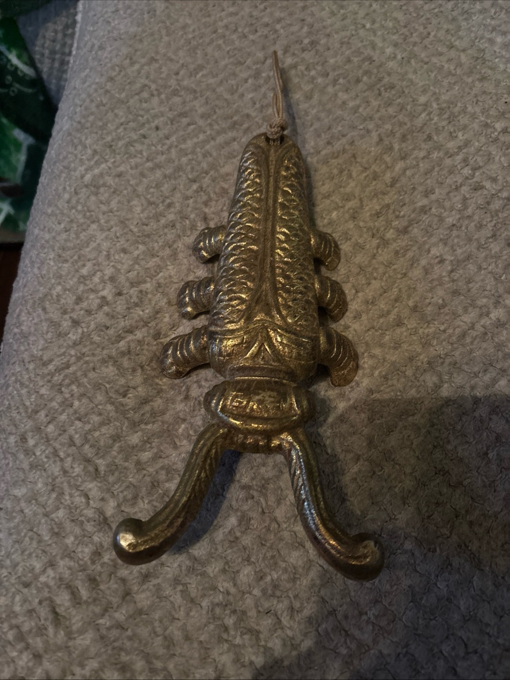 Vintage Cast Iron Beetle Boot Jack Taiwan Gold Tone Boot Puller Decor – $45